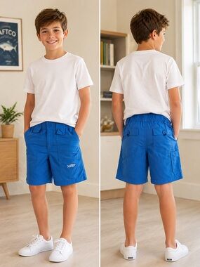 AFTCO Boys Shorts Size 20 – Blue Fishing/Performance Shorts 🌊🐟